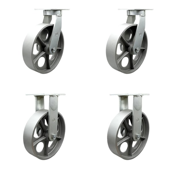 Service Caster 12'' Heavy Duty Semi Steel Cast Iron Wheel Caster Set 2 Swivel 2 Rigid, 4PK CRAN-SCC-KP92S1230-SSR-2-R-2 - main
